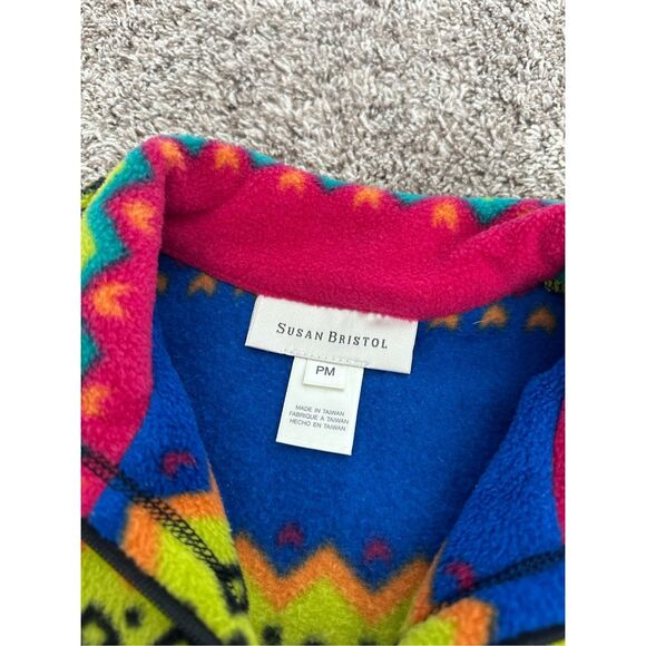 vintage susan bristol zipper up fleece vest colorful retro aztec print womens XS - Picture 4 of 9